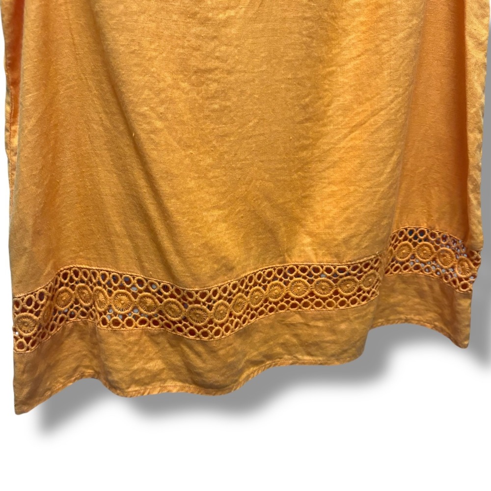 Crown & Ivy Womens Marigold‎ Orange 100% Linen Eyelet Lace Sleeveless Top M - Picture 5 of 8